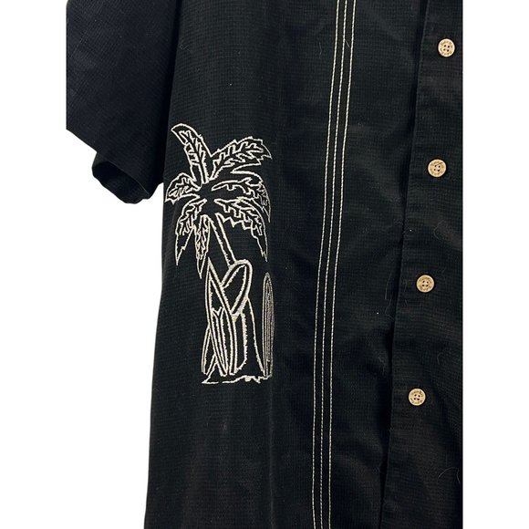 Batık Bay Black Button-Up Shirt Embroidered Relaxed Fit Mens XL Gothic Oversized - Picture 7 of 9